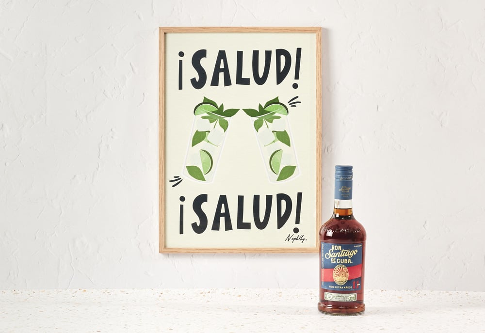 A3 PRINT & RON SANTIAGO DE CUBA EXTRA AÑEJO 11 JAHRE (70CL)